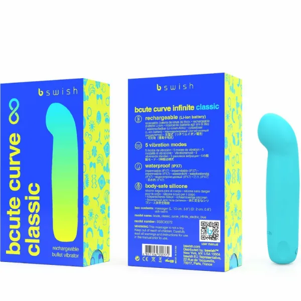 Bcute Curve Infinite Klassischer wiederaufladbarer Vibrator aus Blauem Silikon von B Swish | Fesselliebe.de