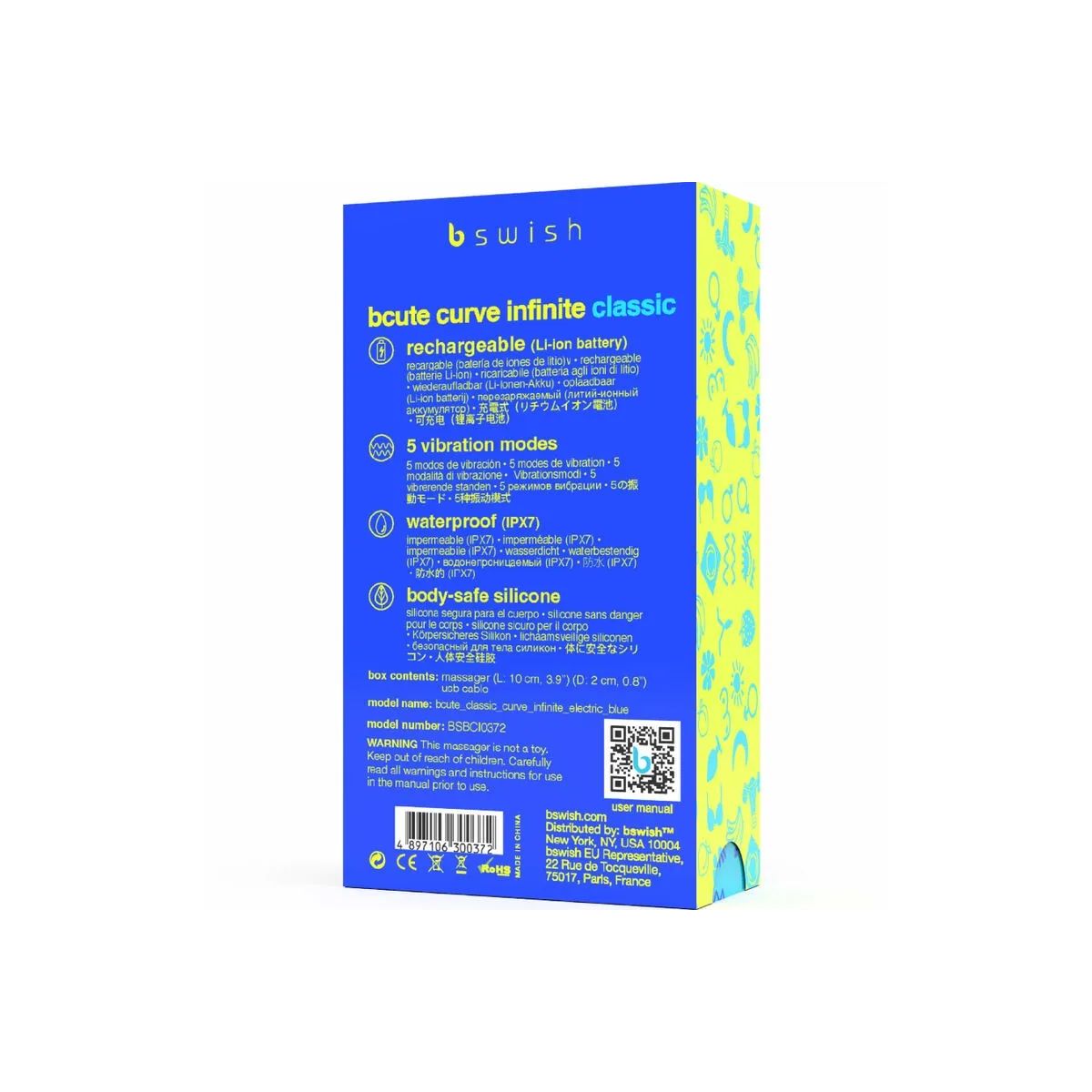 Bcute Curve Infinite Klassischer wiederaufladbarer Vibrator aus Blauem Silikon von B Swish | Fesselliebe.de