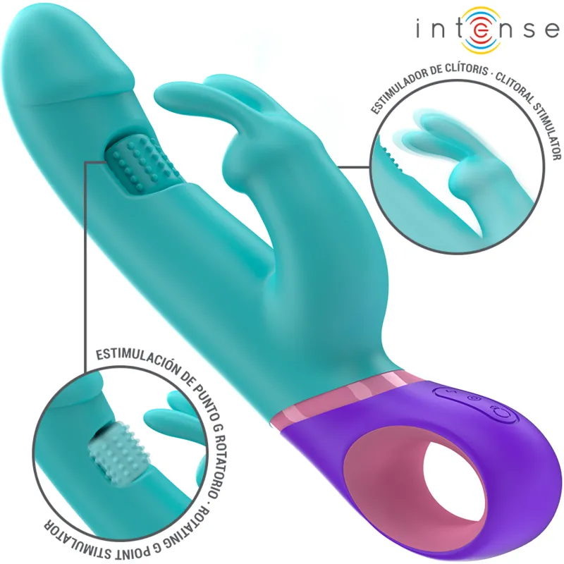 Monica Rabbit Vibrator mit Rotierendem G-Spot-Stimulator Blau von Intense Fun | Fesselliebe.de