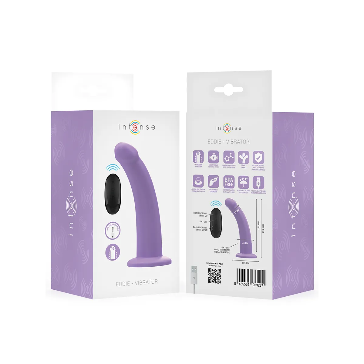 Eddie Vibrator 17,5 cm 10 Vibrationen Lila mit Fernbedienung von Intense Fun | Fesselliebe.de