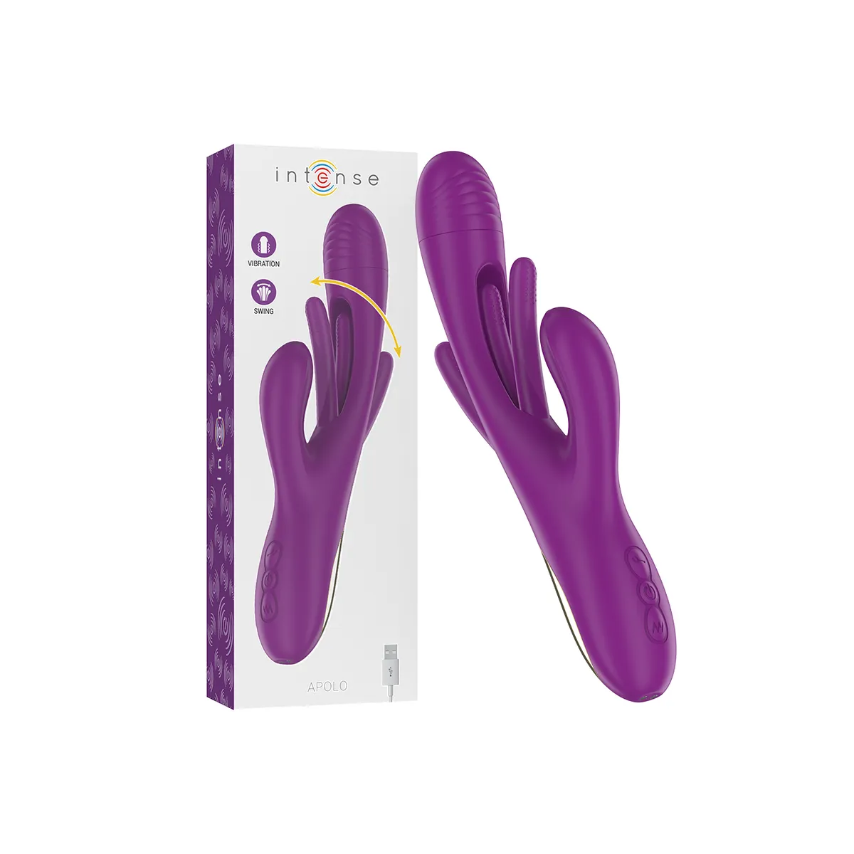 Apolo wiederaufladbarer Multifunktionsvibrator 7 Vibrationen mit Lila Schwingender Zunge von Intense Fun | Fesselliebe.de