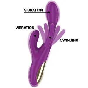 Apolo wiederaufladbarer Multifunktionsvibrator 7 Vibrationen mit Lila Schwingender Zunge von Intense Fun