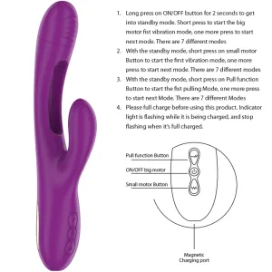 Apolo wiederaufladbarer Multifunktionsvibrator 7 Vibrationen mit Lila Schwingender Zunge von Intense Fun