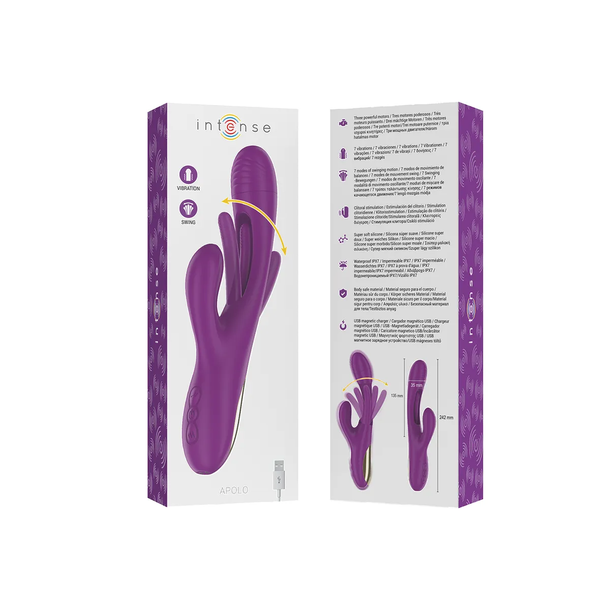 Apolo wiederaufladbarer Multifunktionsvibrator 7 Vibrationen mit Lila Schwingender Zunge von Intense Fun | Fesselliebe.de