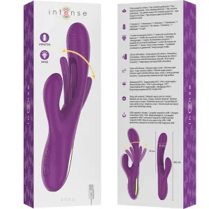 Apolo wiederaufladbarer Multifunktionsvibrator 7 Vibrationen mit Lila Schwingender Zunge von Intense Fun