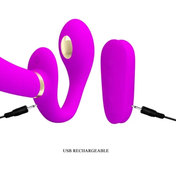 Thunderbird Doppelter Strap-On-Vibrator mit Fernbedienung Lila von Pretty Love | Fesselliebe.de