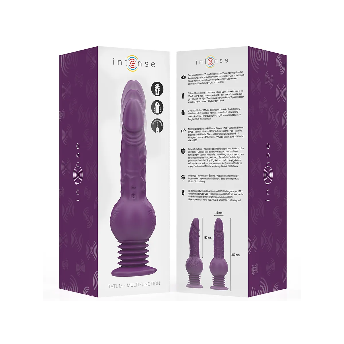 Tatum Multifunktionsvibrator mit Auf- und Abvibration 24 cm Lila von Intense Fun | Fesselliebe.de