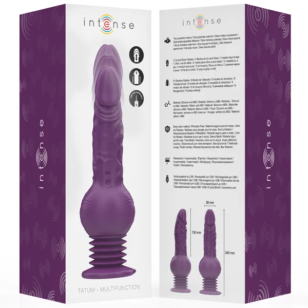 Tatum Multifunktionsvibrator mit Auf- und Abvibration 24 cm Lila von Intense Fun | Fesselliebe.de