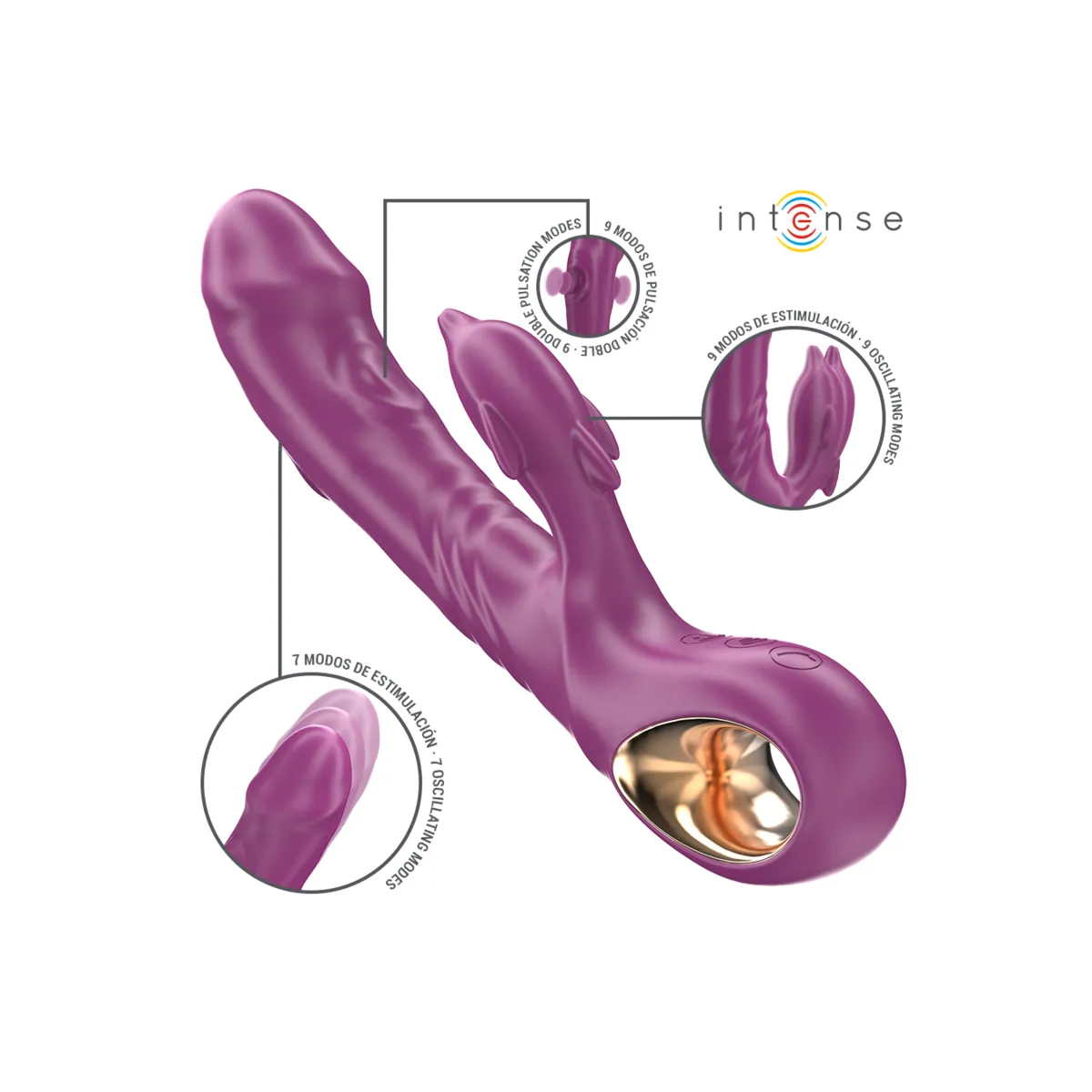 Halle Multifunktionsvibrator mit Delfin-Stimulierender Zunge Lila von Intense Fun | Fesselliebe.de