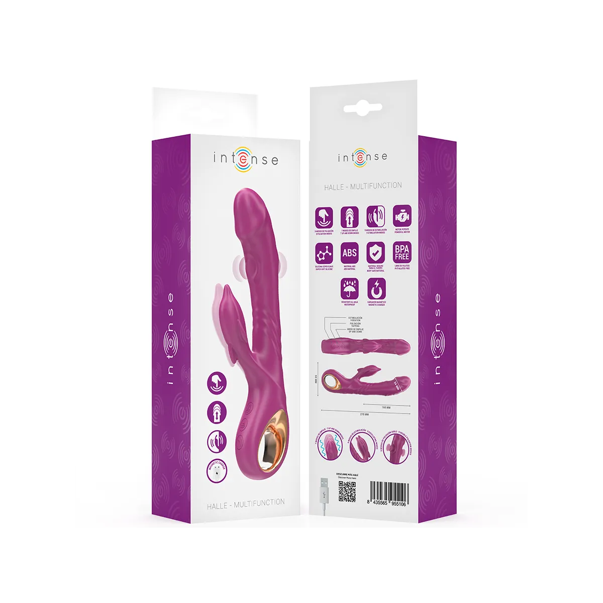 Halle Multifunktionsvibrator mit Delfin-Stimulierender Zunge Lila von Intense Fun | Fesselliebe.de