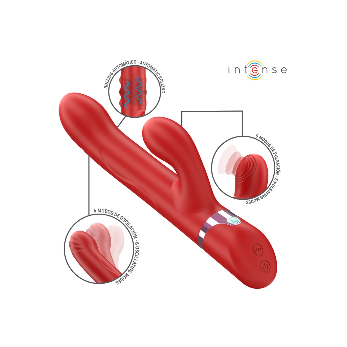 Lele Multifunktionsvibrator Rotierend & Oszillation & Stimulation Rot von Intense Fun | Fesselliebe.de