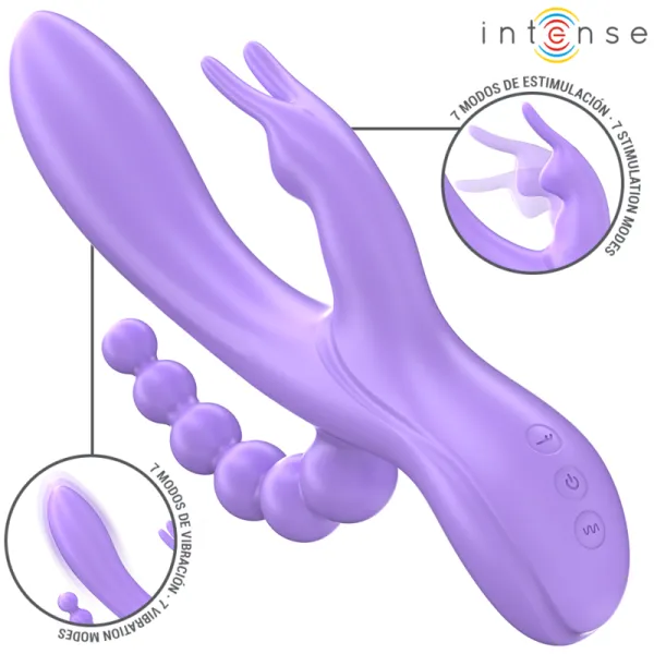 Miko Dreifachvibrator Rabbit & Stimulator & Anal 7 Vibrationen Lila von Intense Fun | Fesselliebe.de