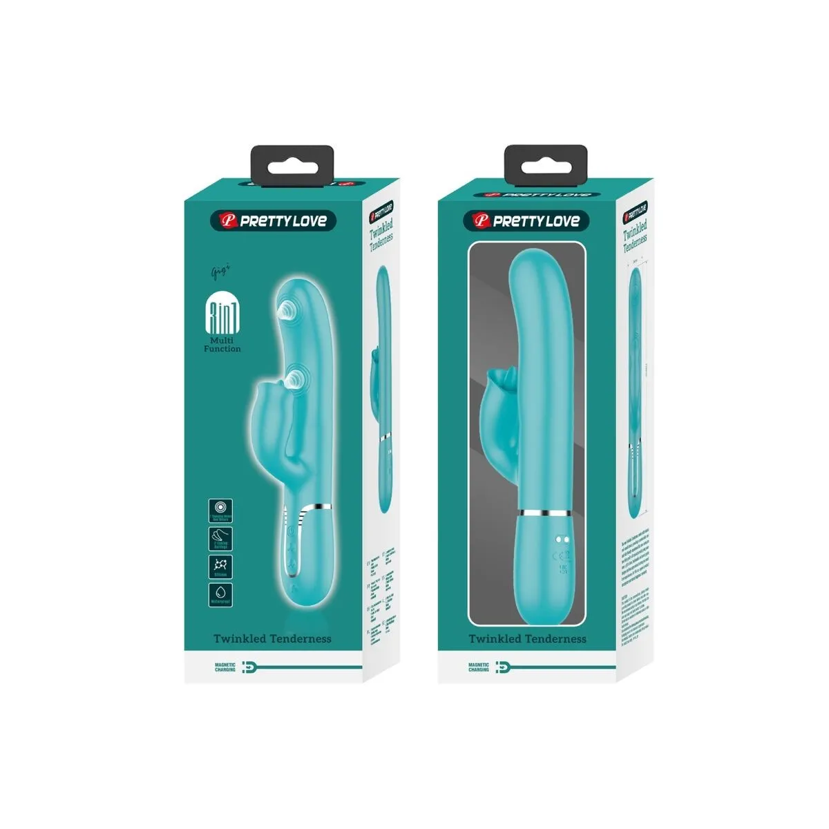 Rabbitvibrator mit Leckendem Aquagrün von Pretty Love Flirtation | Fesselliebe.de