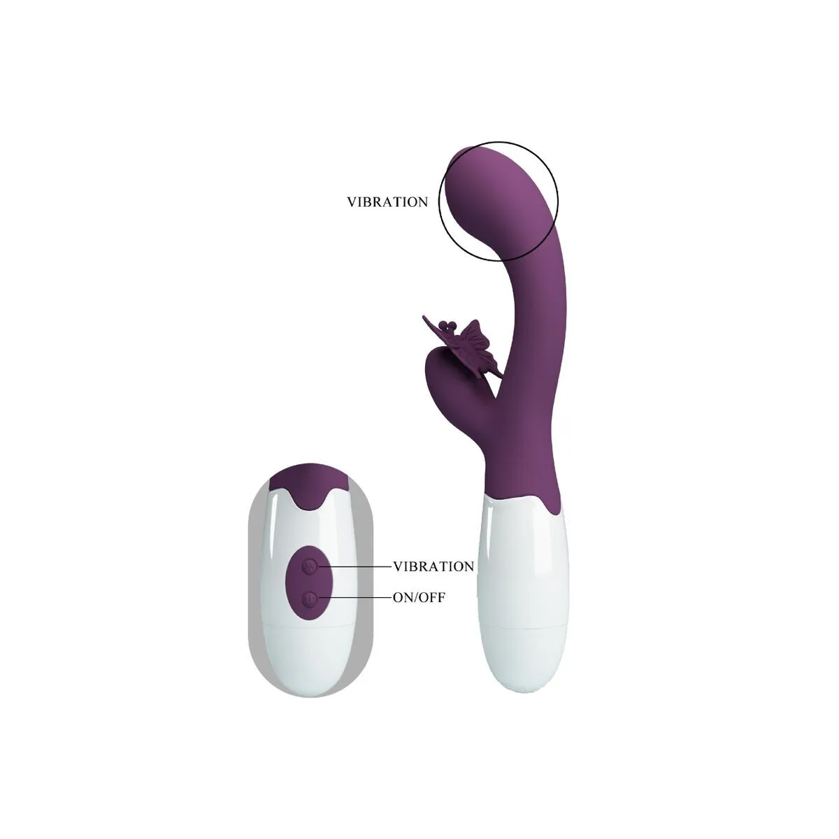 Butterfly Kiss Rabbit Vibrator & G-Spot Stimulator Lila von Pretty Love Flirtation | Fesselliebe.de