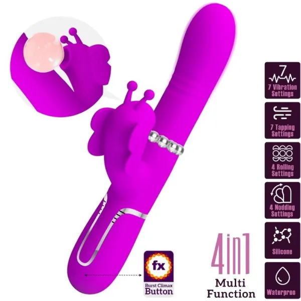 Multifunktions-Rabbitvibrator 4 In 1 Schmetterling Fuchsia von Pretty Love Flirtation | Fesselliebe.de