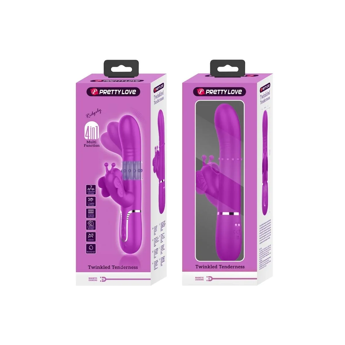 Multifunktions-Rabbitvibrator 4 In 1 Schmetterling Fuchsia von Pretty Love Flirtation | Fesselliebe.de
