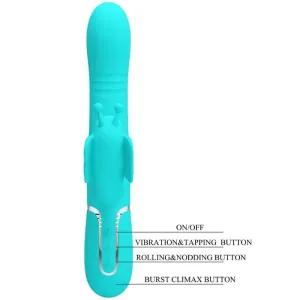 Multifunktions-Rabbitvibrator 4 In 1 Schmetterling Aquagrün von Pretty Love Flirtation