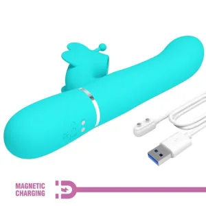 Multifunktions-Rabbitvibrator 4 In 1 Schmetterling Aquagrün von Pretty Love Flirtation