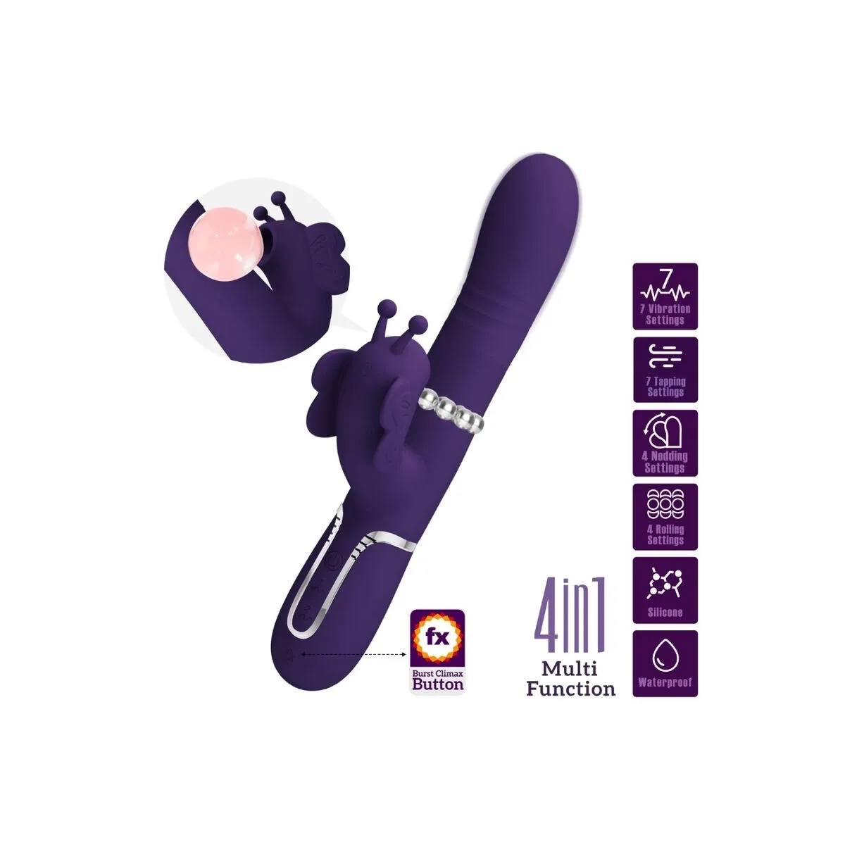 Multifunktions-Rabbitvibrator 4 In 1 Schmetterling Lila von Pretty Love Flirtation | Fesselliebe.de