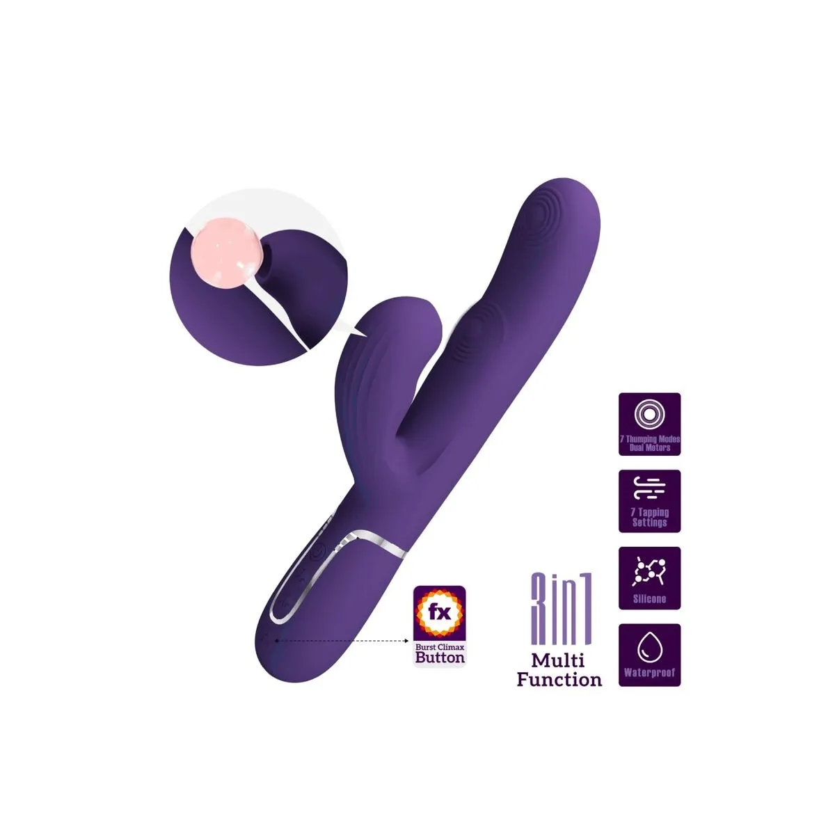 Perlita G-Spot Vibrator 3 In 1 Multifunktions-Lila von Pretty Love Flirtation | Fesselliebe.de