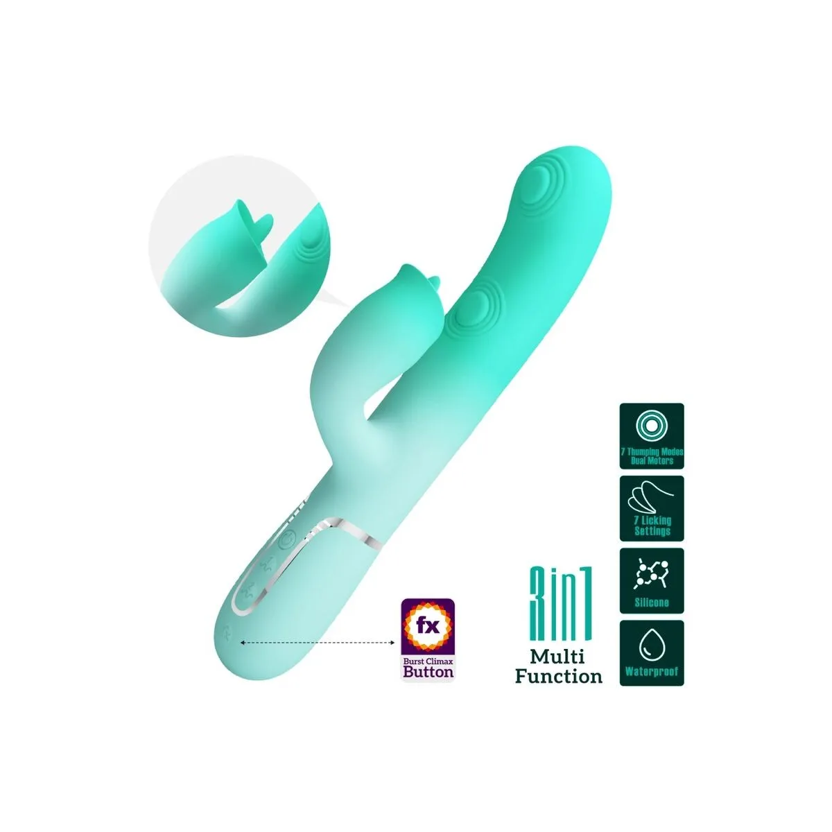 Gigi Multifunktions-Rabbit-Vibrator Aquagrün von Pretty Love Flirtation | Fesselliebe.de