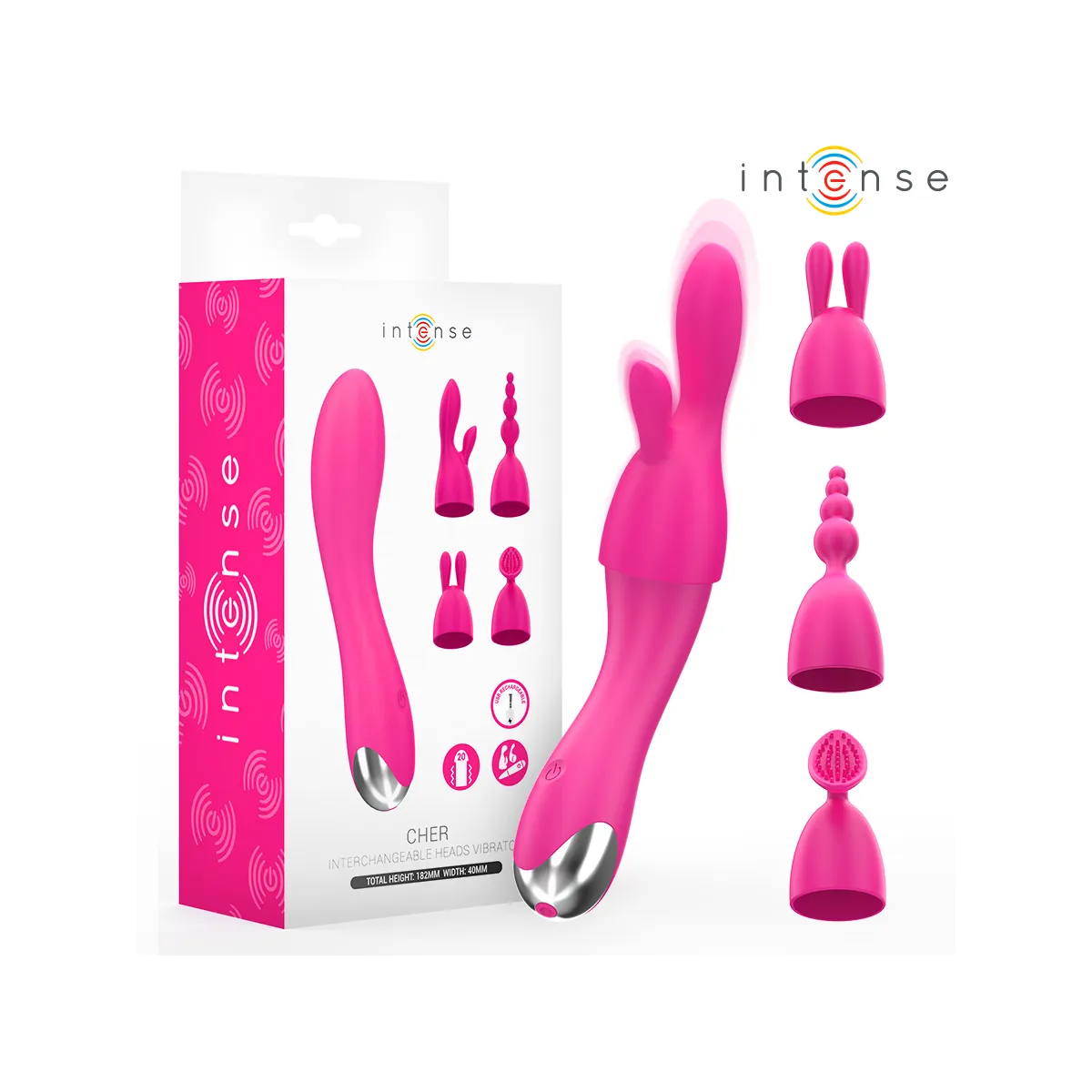 Cher Vibrator mit 20 Muster und Austauschbaren Aufsätzen von Intense Fun | Fesselliebe.de