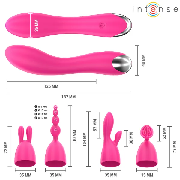 Cher Vibrator mit 20 Muster und Austauschbaren Aufsätzen von Intense Fun | Fesselliebe.de