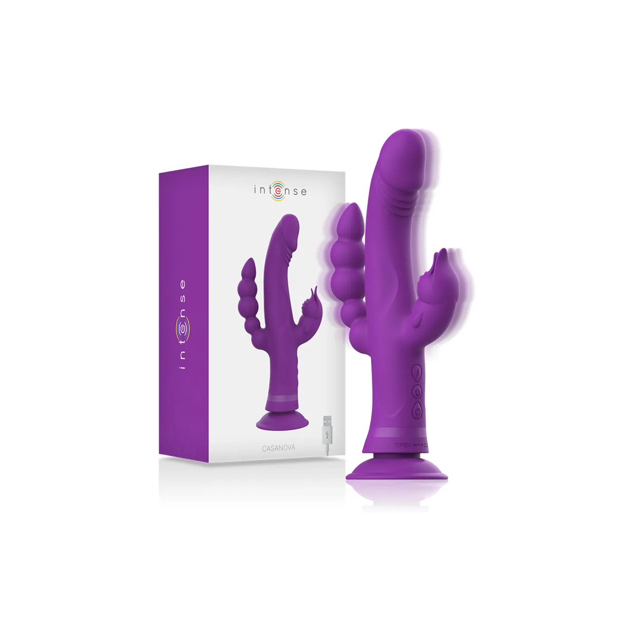 Casanova Rabbit Silikonvibrator Dreifachmotor Lila von Intense Fun | Fesselliebe.de