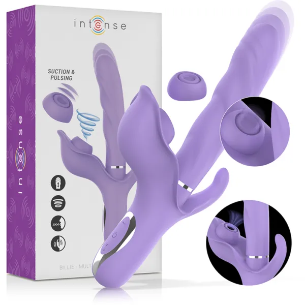 Billie Multifunktionaler wiederaufladbarer Saugvibrator mit Lila Druckknopf von Intense Fun | Fesselliebe.de