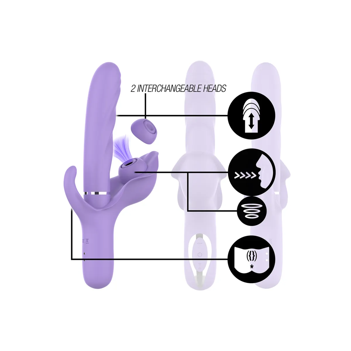 Billie Multifunktionaler wiederaufladbarer Saugvibrator mit Lila Druckknopf von Intense Fun | Fesselliebe.de