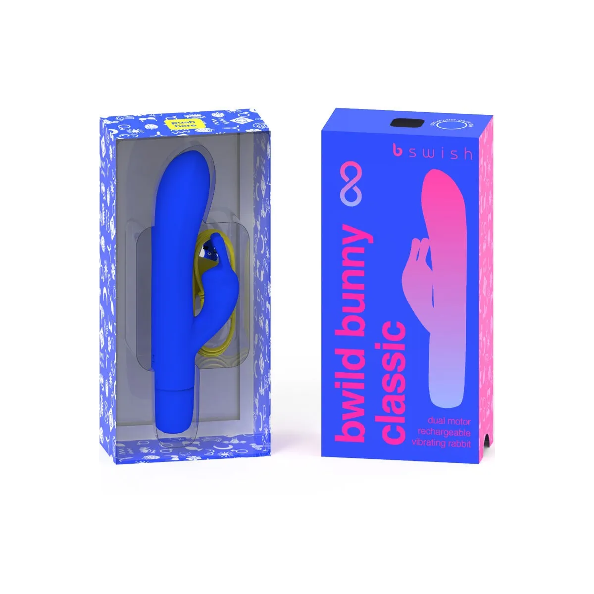 Bwild Bunny Infinite Klassischer wiederaufladbarer Vibrator aus Blauem Silikon von B Swish | Fesselliebe.de