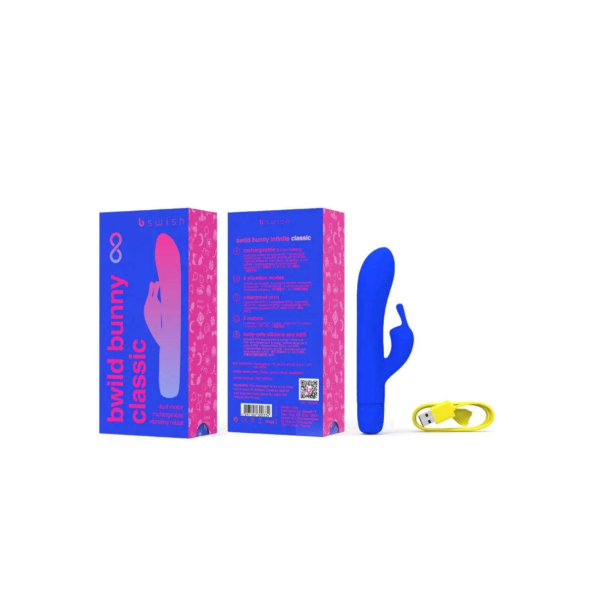 Bwild Bunny Infinite Klassischer wiederaufladbarer Vibrator aus Blauem Silikon von B Swish | Fesselliebe.de