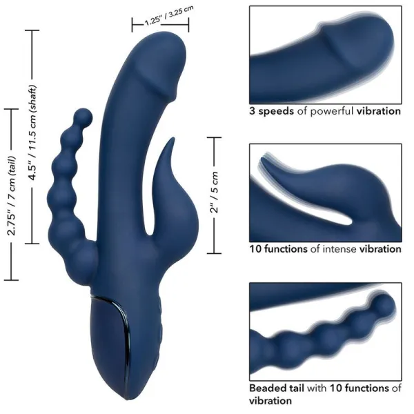 Vibrator Dreifach-Orgasmus Blau von Calexotics | Fesselliebe.de