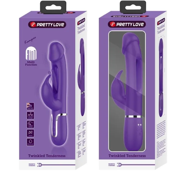 Kampas Rabbit 3 In 1 Multifunktionsvibrator mit Zunge Violett von Pretty Love Flirtation | Fesselliebe.de
