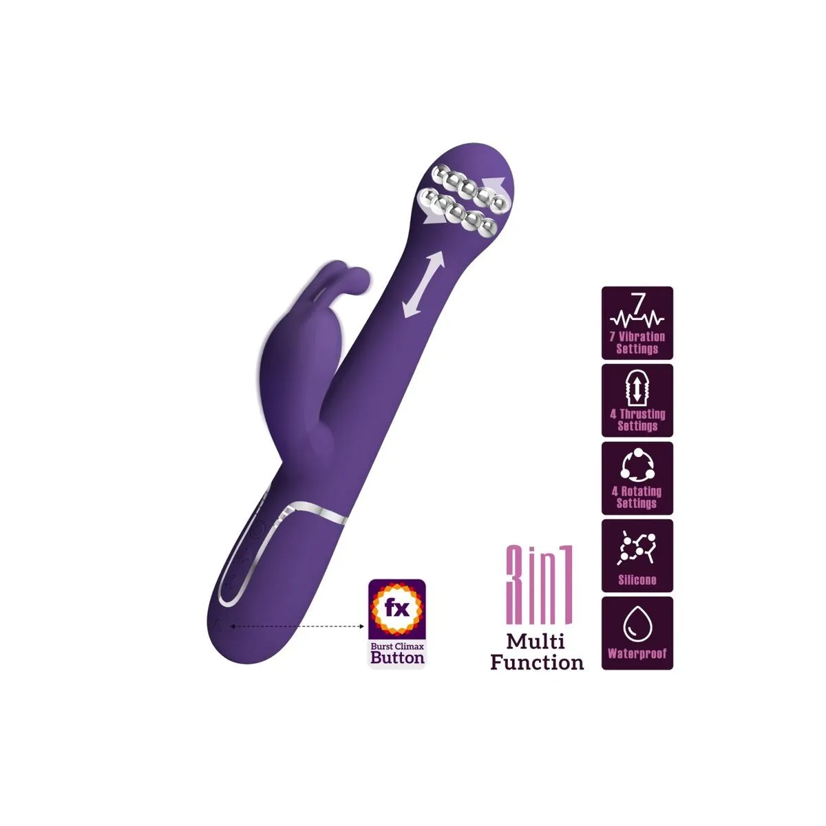 Dejon Rabbit Vibrator 3 In 1 Multifunktions-Lila von Pretty Love Flirtation | Fesselliebe.de