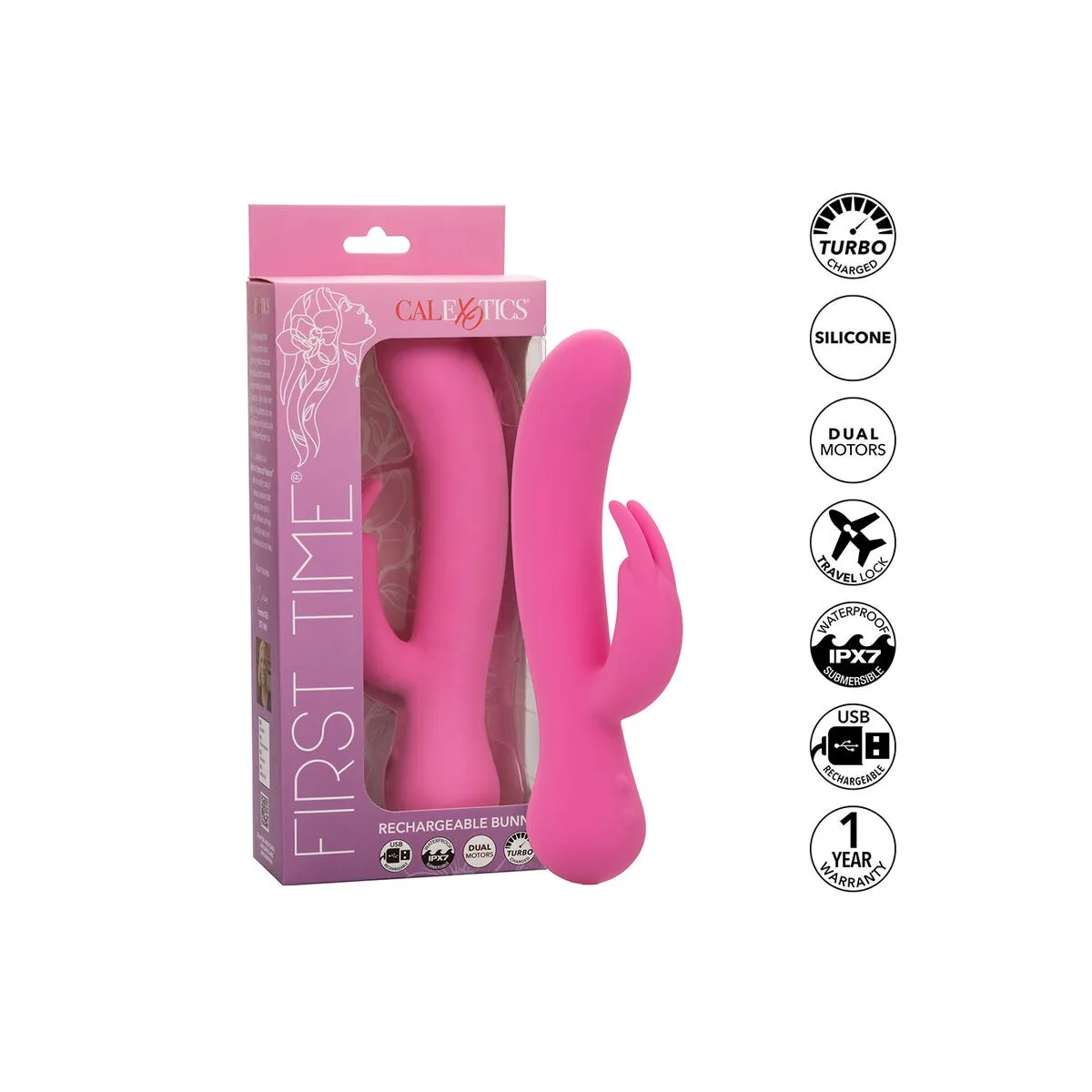 First Time Vibrator Rabbit wiederaufladbar Rosa von Calexotics | Fesselliebe.de