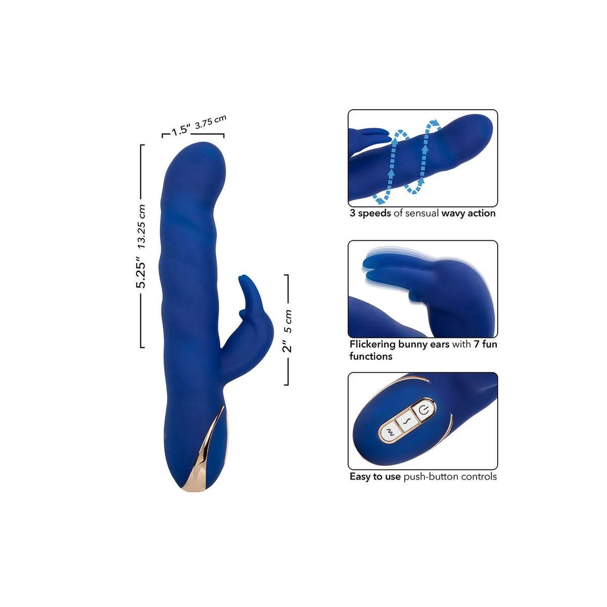 Jack Rabbit Vibrator Wellenbewegung Blau von Calexotics | Fesselliebe.de