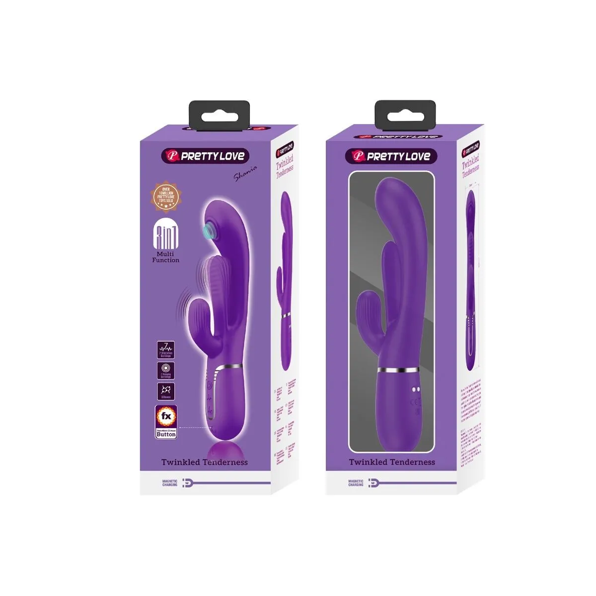 Shania Triple Rabbit Vibrator Multifunktions-Lila von Pretty Love | Fesselliebe.de