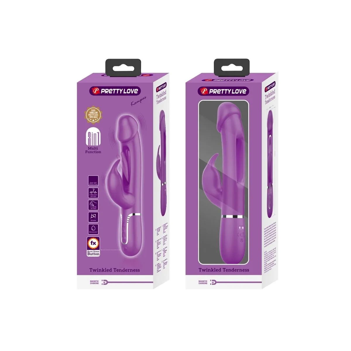 Kampas 3 In 1 Multifunktions-Rabbit-Vibrator Lila von Pretty Love | Fesselliebe.de