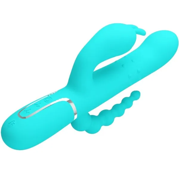Cammy 4 In 1 Multifunktions-Dreifacher Rabbit-Vibrator Blau von Pretty Love | Fesselliebe.de