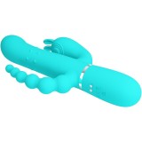Cammy 4 In 1 Multifunktions-Dreifacher Rabbit-Vibrator Blau von Pretty Love | Fesselliebe.de