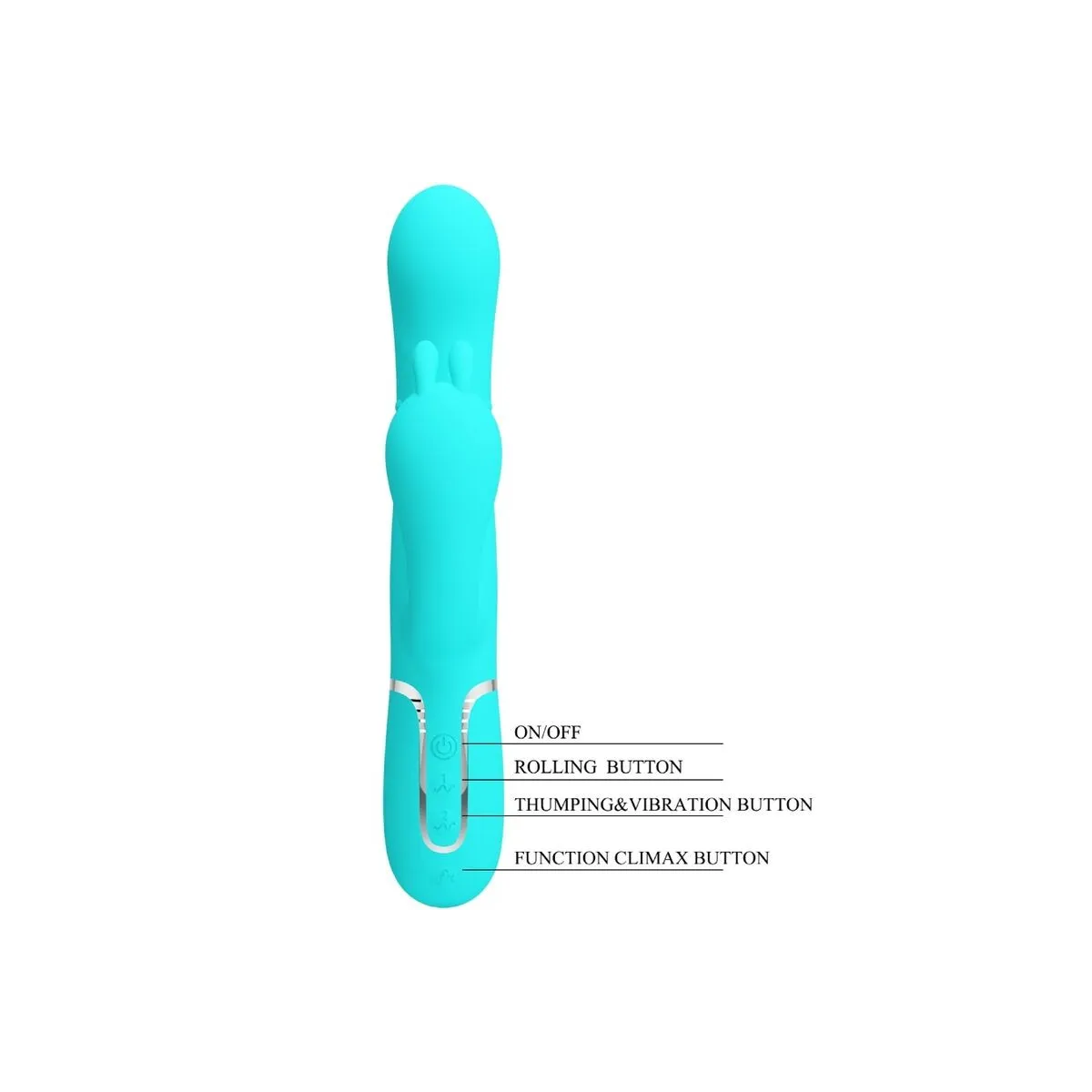 Cammy 4 In 1 Multifunktions-Dreifacher Rabbit-Vibrator Blau von Pretty Love | Fesselliebe.de