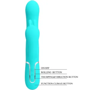 Cammy 4 In 1 Multifunktions-Dreifacher Rabbit-Vibrator Blau von Pretty Love