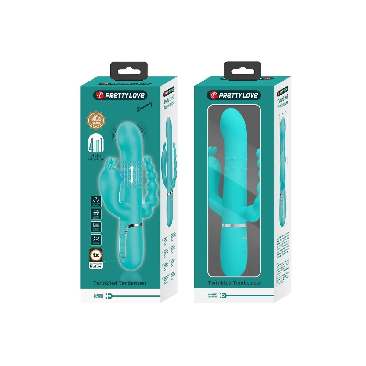 Cammy 4 In 1 Multifunktions-Dreifacher Rabbit-Vibrator Blau von Pretty Love | Fesselliebe.de