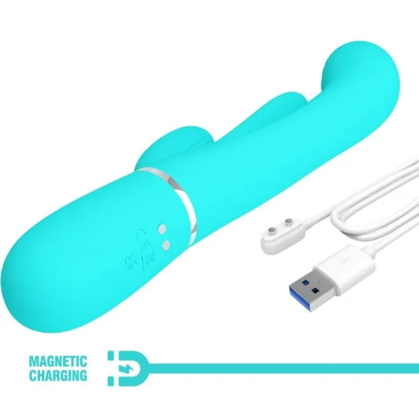 Shania Triple Rabbit Multifunktionsvibrator 3 In 1 Blau von Pretty Love | Fesselliebe.de