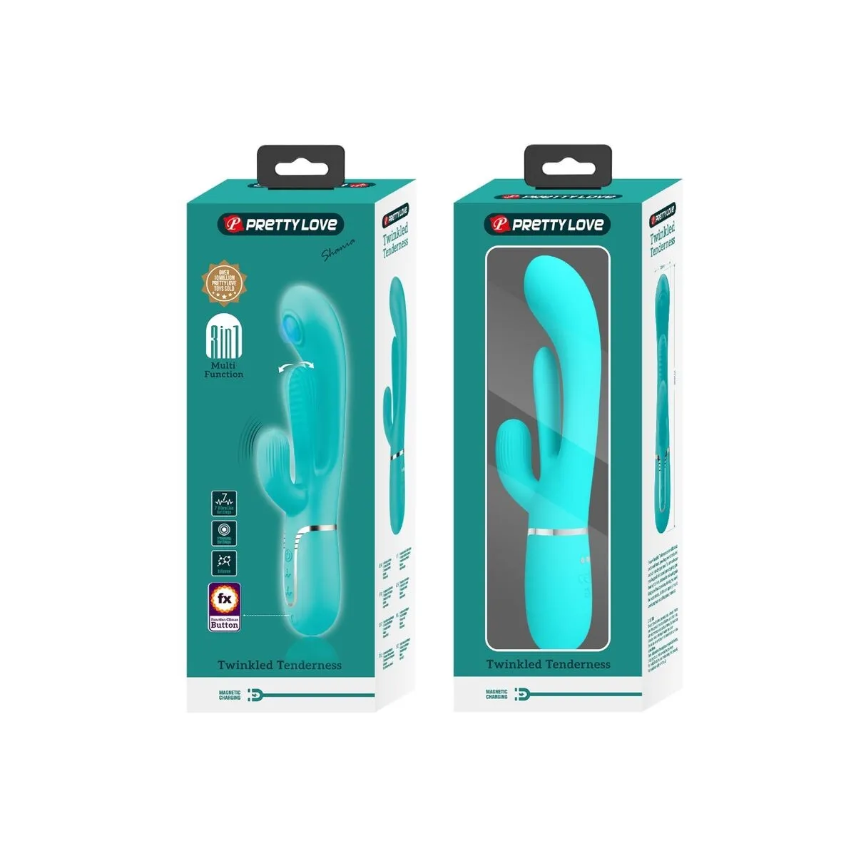 Shania Triple Rabbit Multifunktionsvibrator 3 In 1 Blau von Pretty Love | Fesselliebe.de