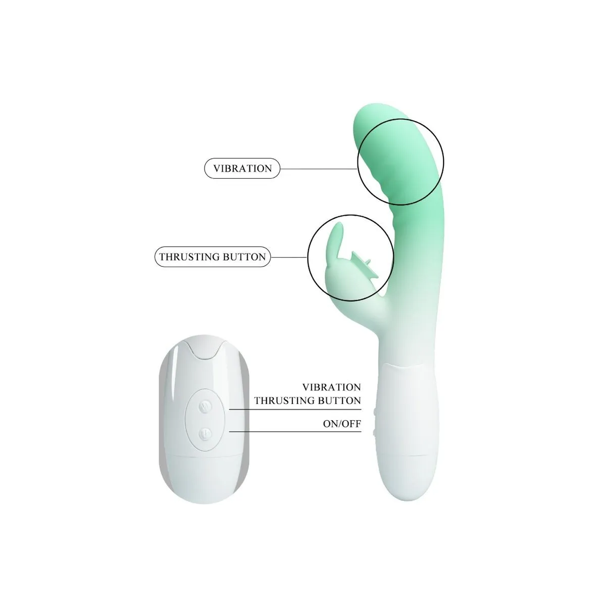 Cerberus Rabbit Vibrator 3o Vibrationen Grün von Pretty Love | Fesselliebe.de