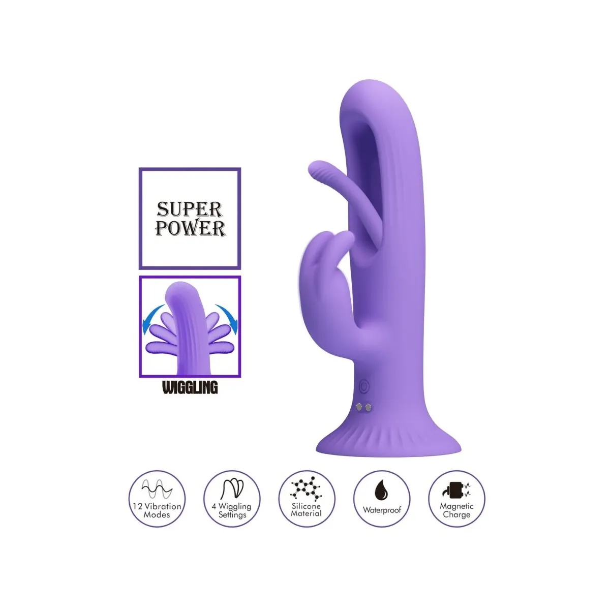 Killmoulis Rabbit Vibrator 12 Vibrationsmodi Lila von Pretty Love | Fesselliebe.de