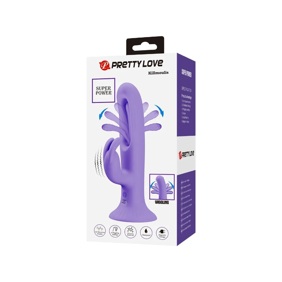 Killmoulis Rabbit Vibrator 12 Vibrationsmodi Lila von Pretty Love | Fesselliebe.de