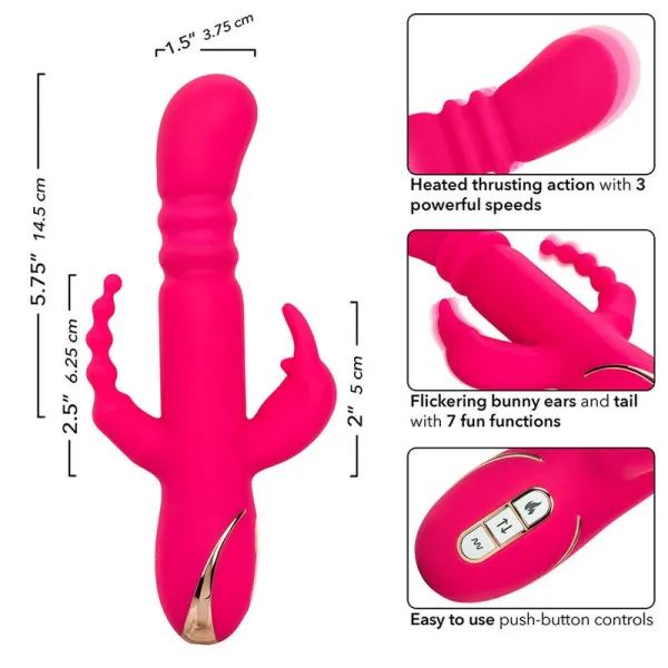 Jack Fantasy Dreifach Beheizter Vibrator Rabbit Rosa von Calexotics | Fesselliebe.de